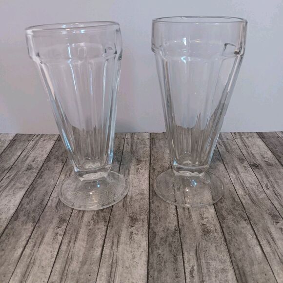 Vintage Libbey Glass Company Clear Pressed Glass Soda Fountain Sundae Glasses - Picture 3 of 10